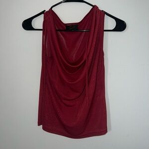Vintage Red Cowl Neck Tank Top